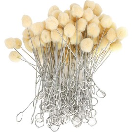CYSFETENA Pack of 100 Non-Dirty Hands Applicators, Ball Dye Colouring Applicators, Wool Foam Brush with Metal Handles for Leather Dyeing, DIY Craft Projects
