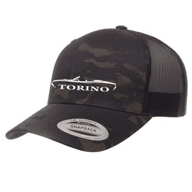 1970 1971 Ford Torino Convertible Fully Embroidered Yupoong 6606 Snapback Trucker Fitted Cap Multicam Black
