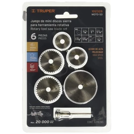 Truper MOTO-5D, Juego de 5 mini discos sierras para mototool
