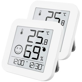 infactory Hygrometer Thermometer: Set of 2 Digital E-Ink Thermal and Hygrometers with Extra Long Running Time (Digital Thermometer Hygrometer, Electronic Thermo-Hygrometer, Room Hydrometer)