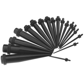 36pcs Black Acrylic Ear Plugs Expander Kit Taper Stretcher Gauges Stretching