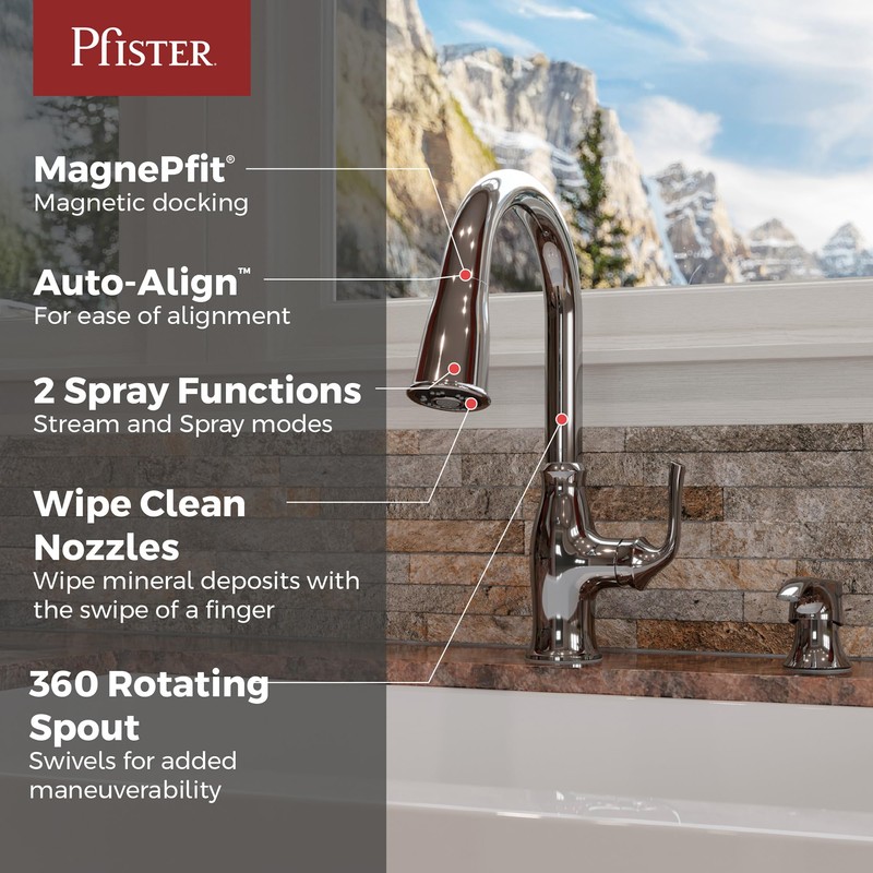 Pfister Rosslyn Kitchen Faucet with Pull Down Sprayer and Soap