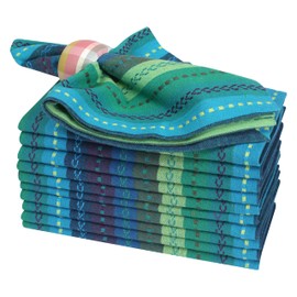 Cloth Napkins,Cotton Napkins,Dinner Napkins,Cloth Napkins Set of 12 Cotton,Napkins Cloth,Cloth Napkin Cotton,Wedding Napkins,Machine Washable Napkins 18x18 Teal Multi Salsa Stripe