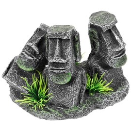 POPETPOP Easter Island Moai Statues Aquarium Decorations Betta Fish Moai Decor Resin Easter Moai Island Figure Fish Tank Ornament Freshwater Saltwater Tank Decor