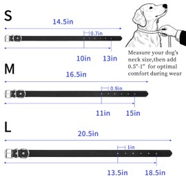 Azinoo Black Leather Dog Collar for Small,Medium, Large Dog, (Large: Wide :0.95'' for Dog's Neck: 13''~18'', Black)