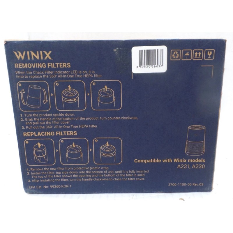 WINIX 1712-0110-02 REPLACEMENT TRUE HEPA FILTER O FOR A230 A231