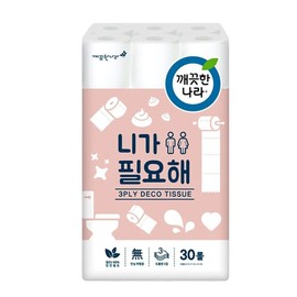 Thick 3-ply 30-roll unscented premium thick embossing soft housewarming / 도톰 3겹 30롤 무향 프리미엄두꺼움 엠보싱 부드러운 집들이