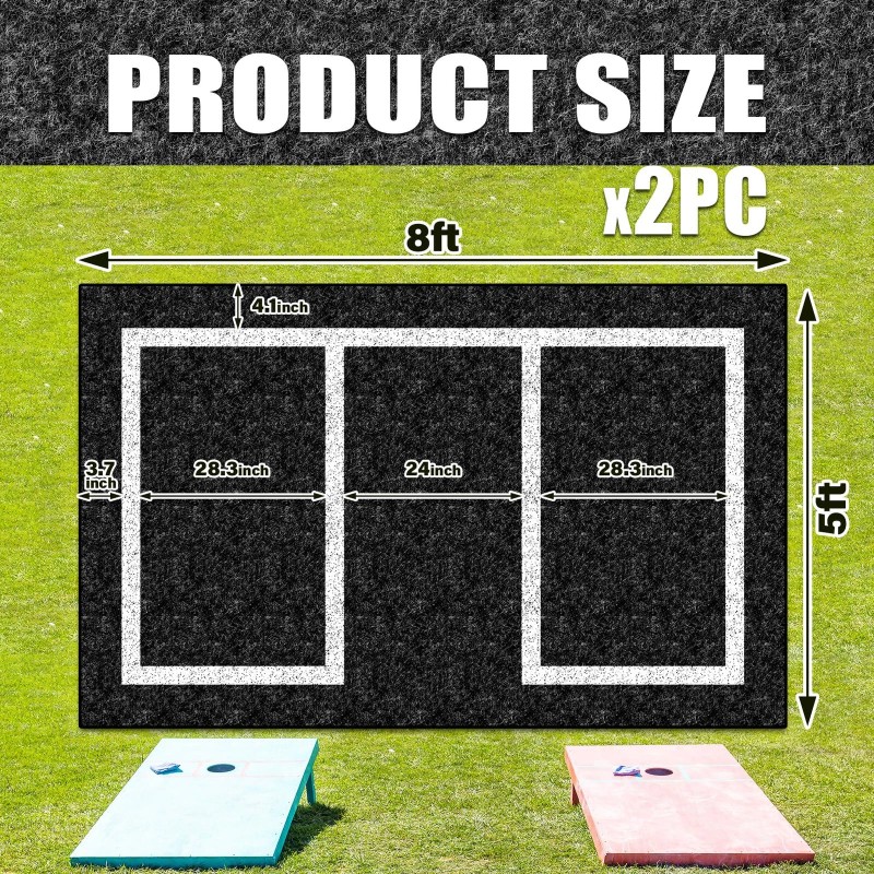 Keoholi 2 Packs Cornhole Mats 5 x 8 Ft Felt