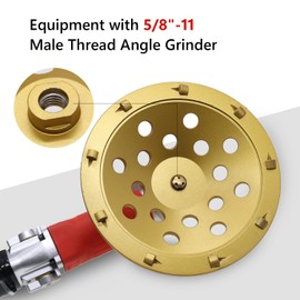 7 Inch PCD Grinding Cup Wheel 9 Segments for Epoxy Thinset Glue and Concrete Floor Surface Coating Removal, 5/8”-11 Threaded