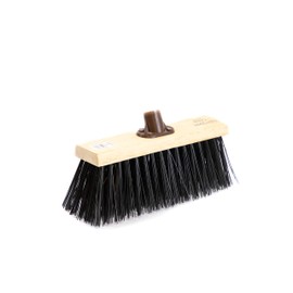 Newman and Cole 33 cm Holzbesenkopf mit steifen PVC-Synthetikborsten – Ersatz-Holzbesenkopf für Außenbereich Garten Hofbesen Kehrbesen Holzbürste Besenkopf Halterung Verbinder