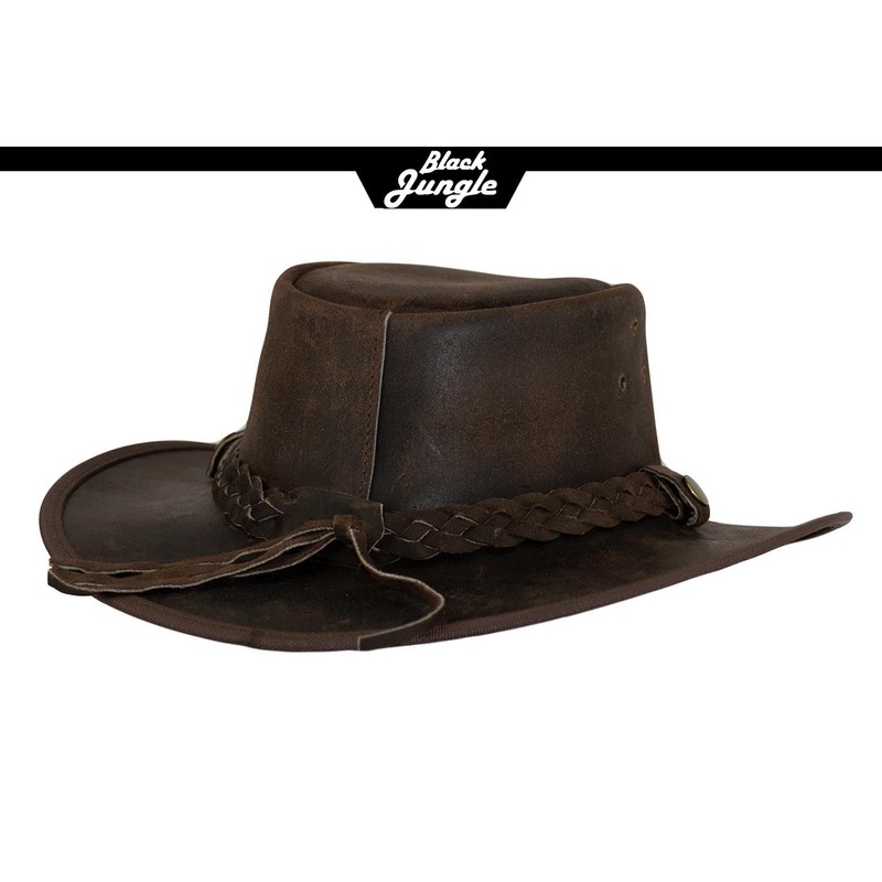 Black Jungle Balat Leather Western Hat Australia Cowboy Hat, brown