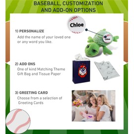 DolliBu Sea Turtle Small Stuffed Animal with Baseball Plush - Soft Huggable Turtle, Adorable Cute Sea Life Gift Super Soft Plush Doll Animal Toy for Kids and Adults - 11 Inch