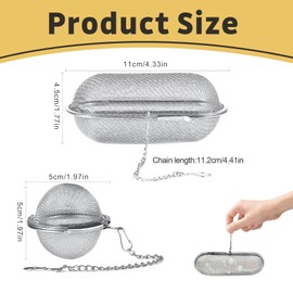 FENGCHUANG 2 Pieces Tea Strainer Stainless Steel Tea Strainer Extra Fine Tea Filter Made of Stainless Steel Suitable Tea Filter for Loose Tea Infuser with Chain Hook for Hanging Teapots, Cups, Tea