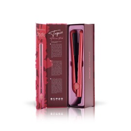 Almost Famous Tropico Tourmaline Ceramic 1.25" Professional Hair Straightener Flat Iron Pro for Hair Styling, Tourmaline Ceramic Panel with Adjustable Temperature - (Hibiscus Pink (New Model)