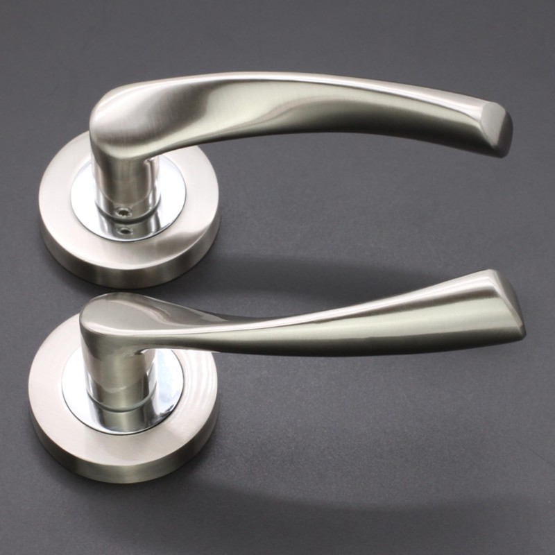 Infinity Decor Twisted Lever Door Handles on Rose - Latch