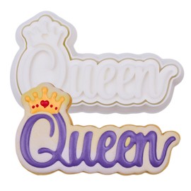 Mothers Day Cookie Cutters with Plunger Stamps Handle Detailed 3.5" Queen PLA Cutters for Baking with Grandma, Easy Press Tool for Picture Cookies