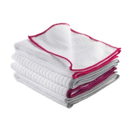 Kleeneze KL0777714EU7 Antibacterial Microfibre Dish Cloths, Cleaning Cloths, Distinctive Absorbency, Treated with Zinc Pyrithione, Pack of 4, Pink