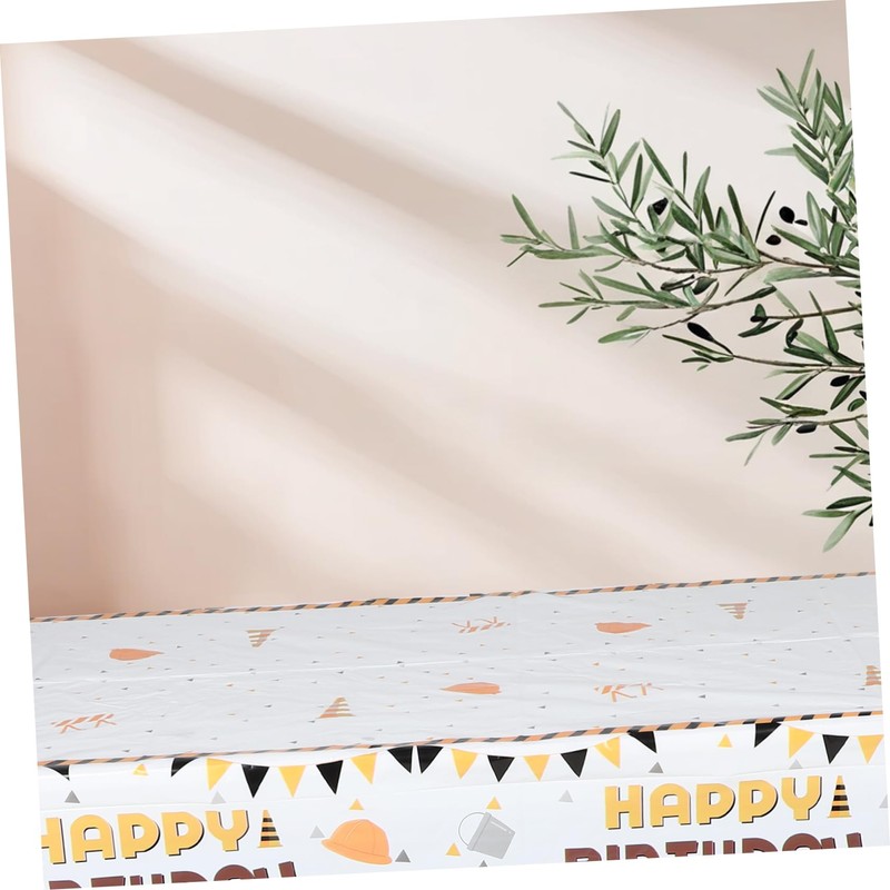 COLLBATH Dinner Tablecloth Waterproof Plastic for Home Decor Construction Theme