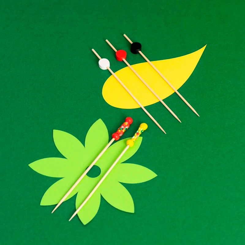 Horeca Collection Maxi Products - 200 Bambusspieße, dekoriert, roter Kreis,