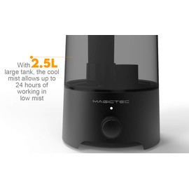 Cool Mist Humidifier, Magictec 2.5L Bedroom Essential Humidifier Diffuser, Baby Humidifier with Adjustable Mist Output, Auto Shut Off, Super Quiet 360° Nozzle- Lasts Up to 24 Hours