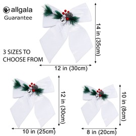 Allgala Christmas Decorative Velvet Bows for Wreath Garland Christmas Tree-2 Pack-10 (20x25cm)-White-XBW92201