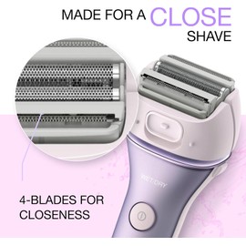 Panasonic Electric Shaver for Women, Cordless 4-Blade Shaver, Bikini Attachment, Pop-Up Trimmer, Wet Dry Operation, Electric Razors for Women - ES-AWL8AV (Purple)