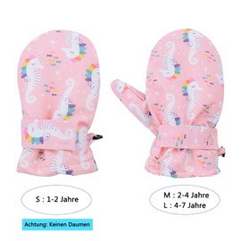 Durio Mittens Children's Ski Gloves Waterproof Windproof Warm Winter Gloves Ski Gloves for Boys and Girls Skiing Snowboarding Cycling, Pink Hippocampus
