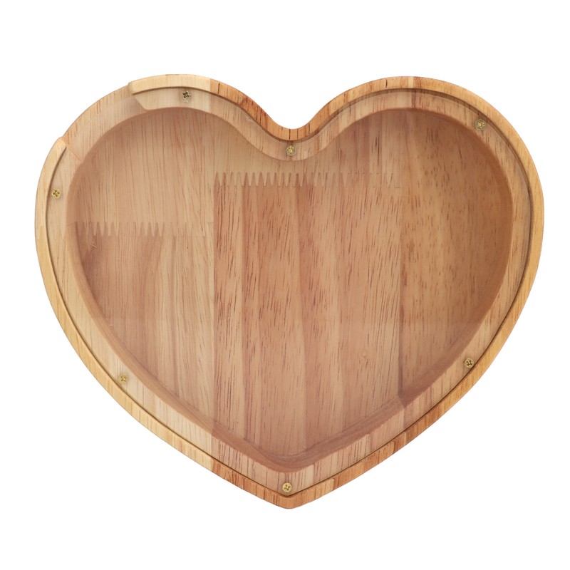 Heart Shaped Storage Box Transparent Acrylic Panel Wooden Display Case