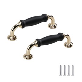 SYDARSYN Pack of 2 Black Gold Cabinet Handles, Antique Bow Handles, Door Knobs, Drawer Handles, Furniture Handles, Kitchen Cabinet Handles, Pull Handle, Hole Spacing 96 mm