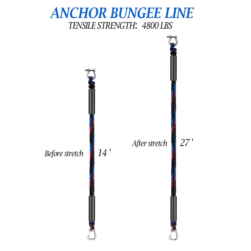 Boat Anchor Bungee Dock Line - PWC Buddy Rope Stretches