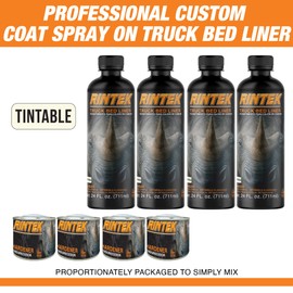 Rintek Urethane Spray-On Truck Bed Liner Kit - Easy 3 to 1 Mix Ratio, Just Mix, Shake and Shoot It - Professional Durable Textured Protective Coating (Tintable 1 Gallon Kit)