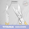 TITANIA Nagelschere Solingen vergoldet (9,5cm) • Gebogene Schere • Extra