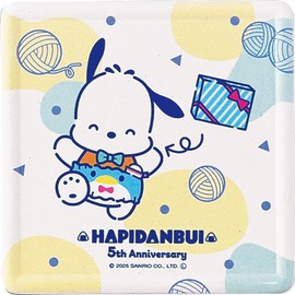 Sanrio Characters SAN171-346 Hapidanbui 5th Anniversary Water Absorption Coaster, Approx. 3.5 x 3.5 x 0.4 inches (9 x 9 x 1 cm), Pochacco Miscellaneous Goods, Tableware, Made in Japan, White