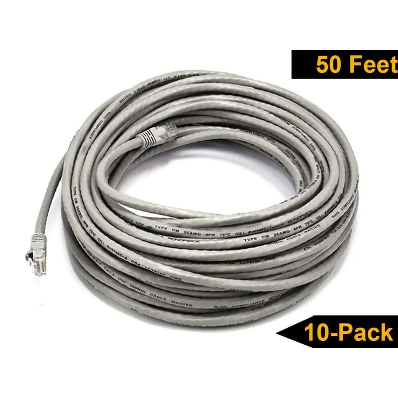 iMBAPrice 1' Cat5e Network Ethernet Patch Cable, 10 Pack, Gray