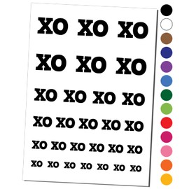 XO Hugs Kisses Temporary Tattoo Water Resistant Fake Body Art Set Collection - Black (One Sheet)