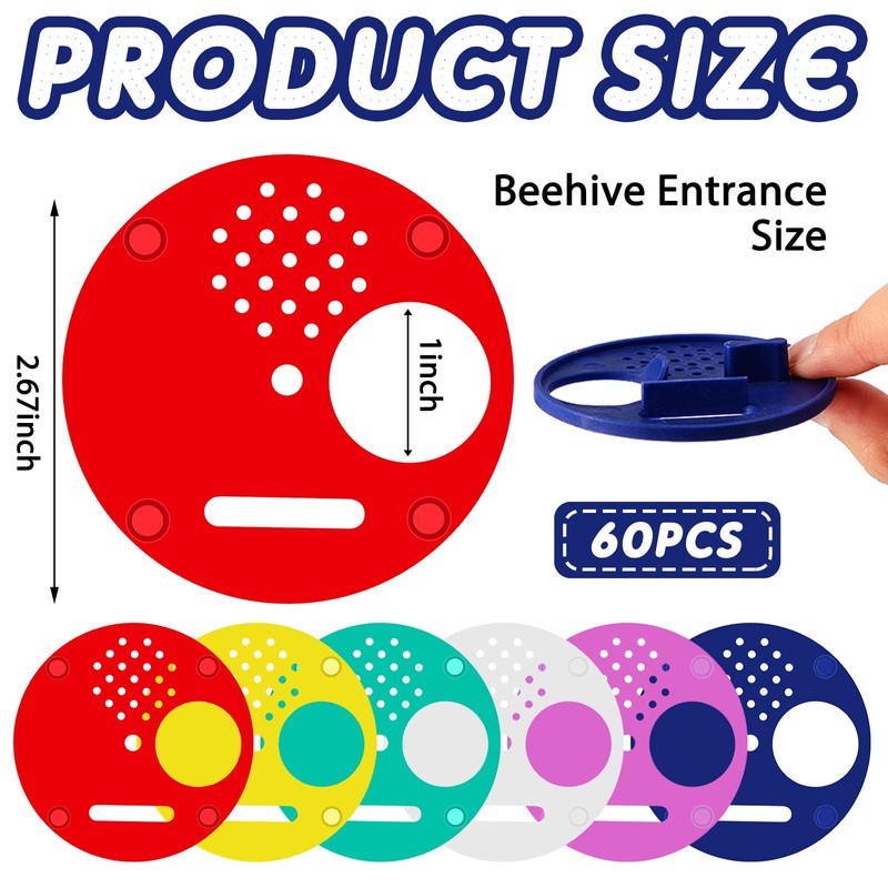 60 Pcs Plastic Bee Hive Box Entrance Gate 2.68 Inch