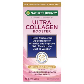 Nature’s Bounty Optimal Solutions Ultra Collagen Booster para suplemento de envejecimiento saludable, resveratrol, ácido hialurónico – cápsulas de col