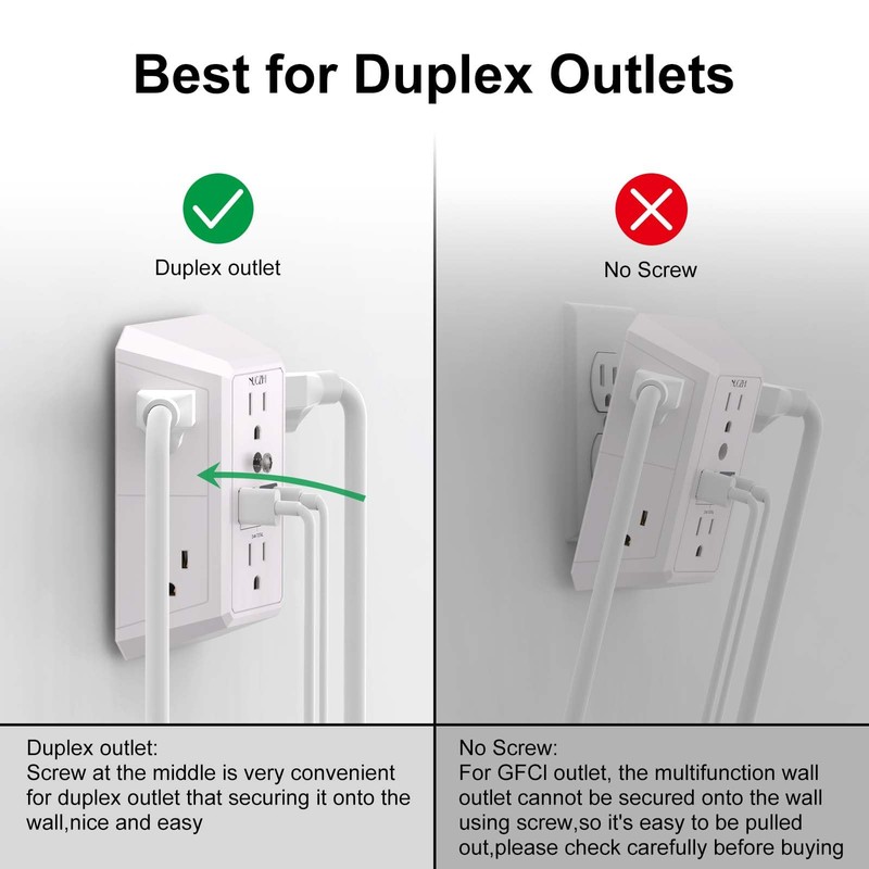 Outlet Extender Surge Protector - NUOZHI 6 Outlet Splitter with
