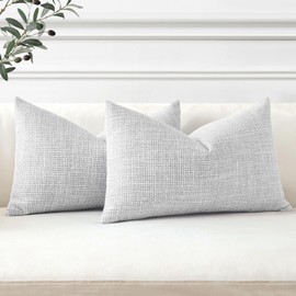 Artscope Set of 2 Cushion Covers, Plain Throw Cushion Cover, Linen Cushion Covers, Modern Decorative Cushion Cover Set, Cushion Case for Sofa, Bedroom, Home Decor, 30 x 50 cm, Light Grey
