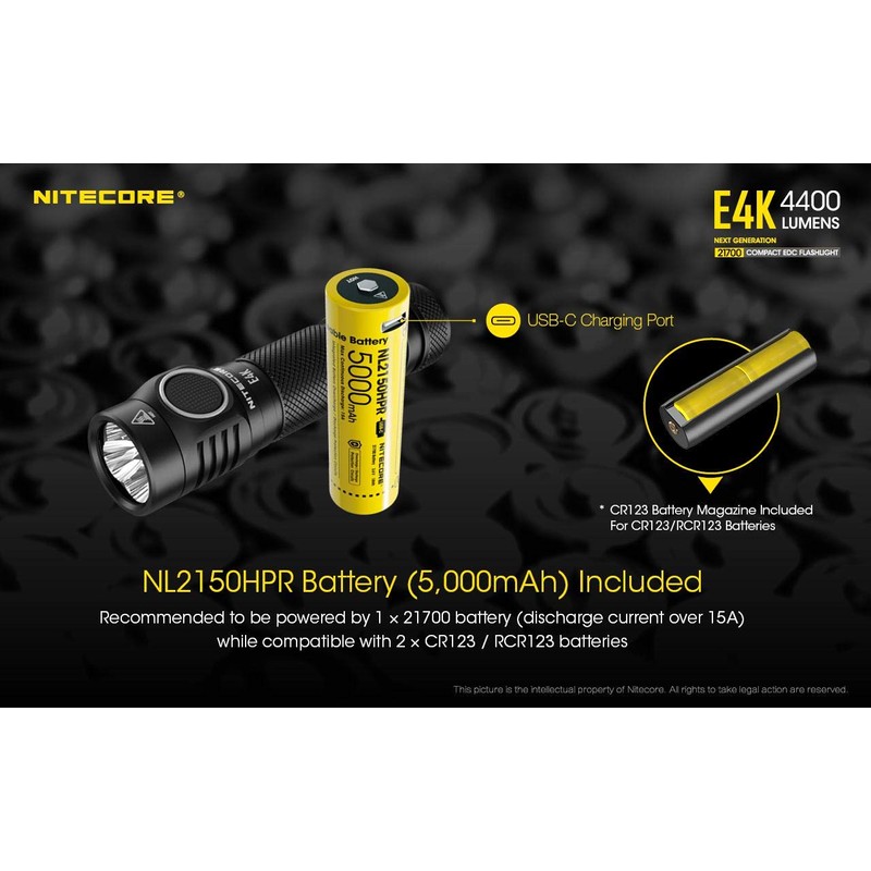 NITECORE E4K Next generat Compact EDC Flashlight - 4x C-ree