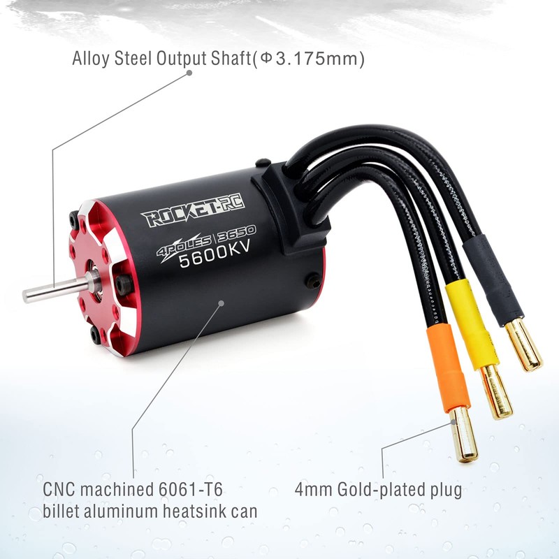 Surpass Hobby Brushless Motor, Supersonic 3650 5600kv 3.175mm Bullet Black