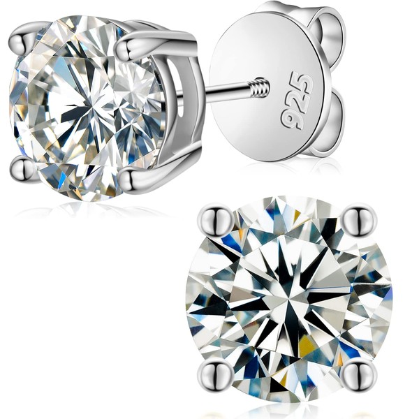 YIMERAIRE Moissanite Earrings, 6MM Diamond Stud Earrings For Women Men