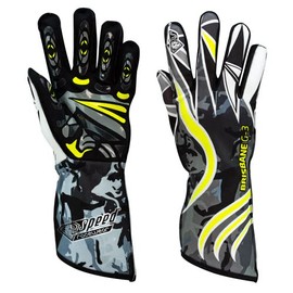 Speed Kart Gloves Brisbane G-3 Black, White, Neon Yellow (09)
