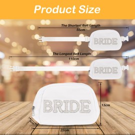 Perlentasche für die Braut mit verstellbarem Riemen, Brauttasche weiße Bauchtasche für Frauen