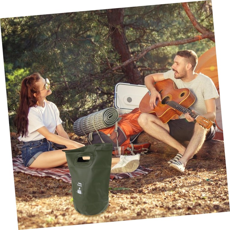 KOMBIUDA Foldable Water Basin 15l Collapsible Camping Trash Bin Outdoor