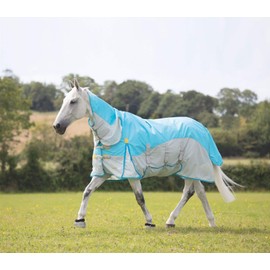Shires Highlander Plus Waterproof Fly Horse Rug Fixed Neck Combo Blue 5'3/63, Bluee