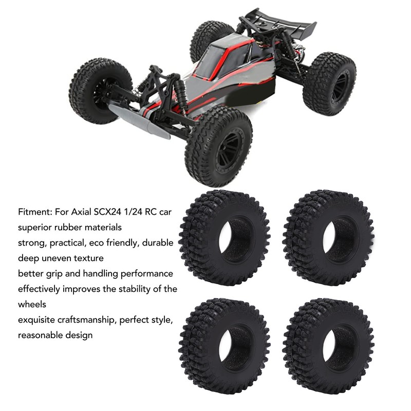 4PCS RC Wheel Tire Rubber Tyre 51mm Diameter for Axial