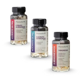 3 Magnesios Blend Premium 60 cápsulas, Citrato de Magnesio Alta Concentración 100 cápsulas, Glicinato de Magnesio Alta Concentración 60 cápsulas PACK 