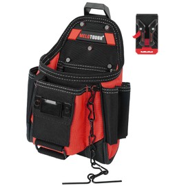 MELOTOUGH Small Electrician Tool Pouch for Tool Belt with Belt Clip Attachment 9 Pockets Tradesman Tool Bag Pouch with Tape Thong Tool Holster