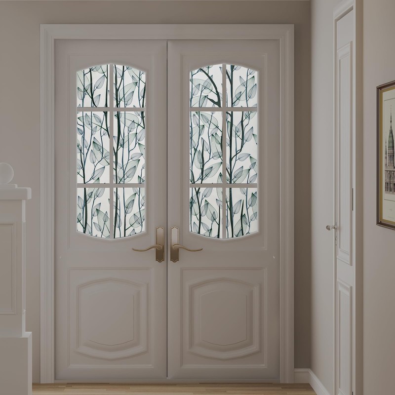 Leaf Pattern Window Tint with Installation Tools, Blackout Window Cover,